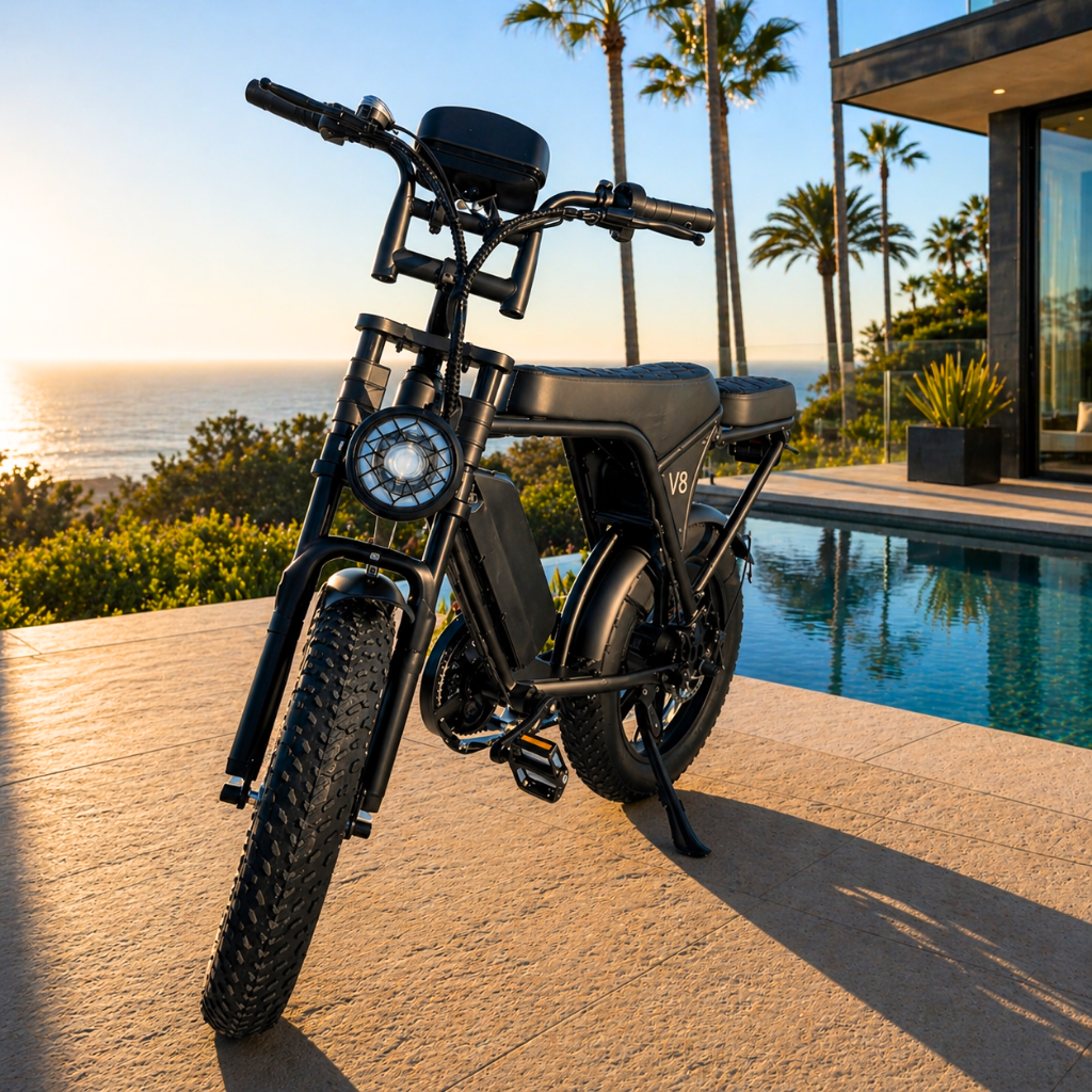 V8 Fat Tire Electric Bike (1000W–1500W)